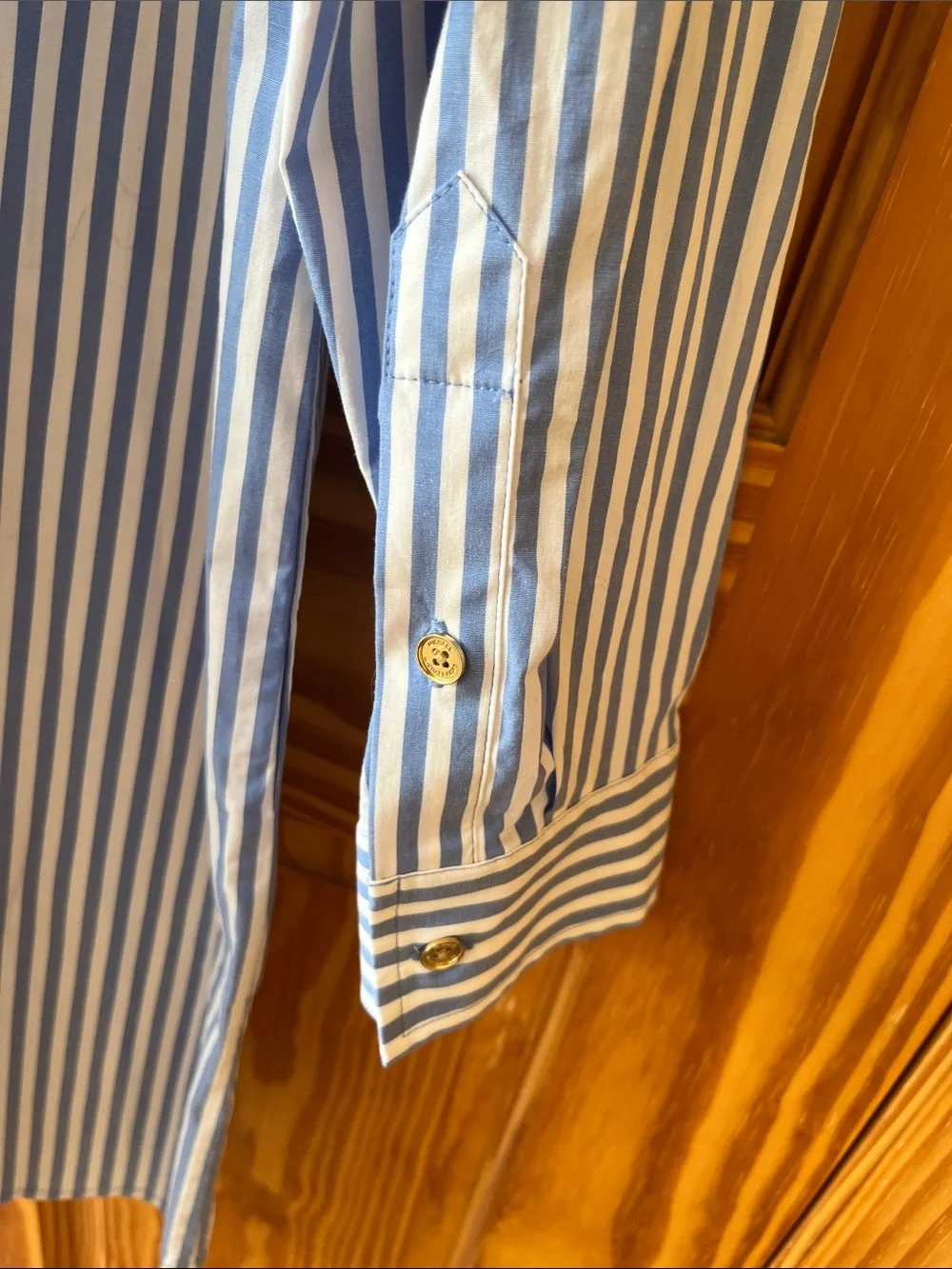 Michael Kors Blue & White Striped Tunic Shirt/Beach Coverup - Size Large